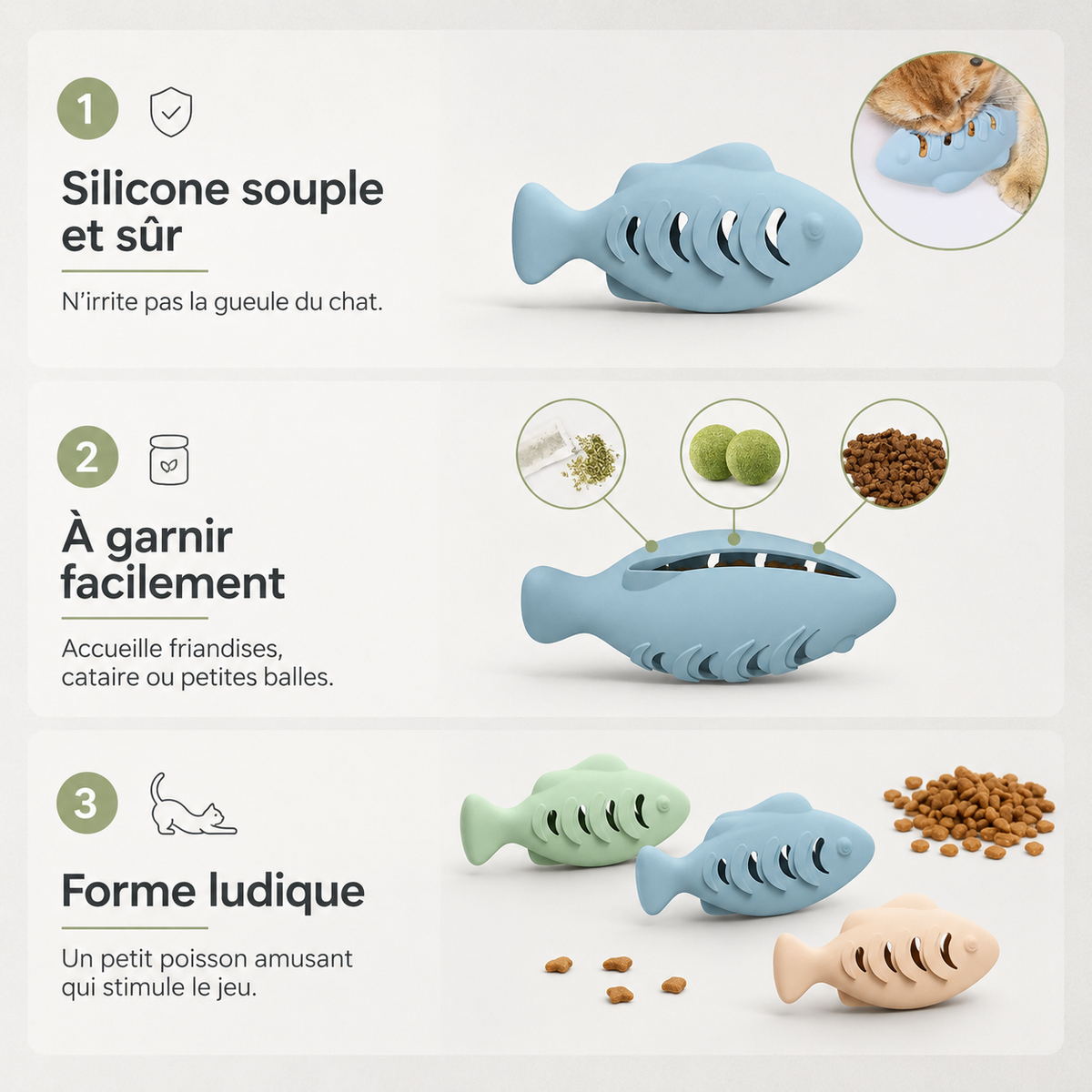 Jouet pour chat poisson à friandises