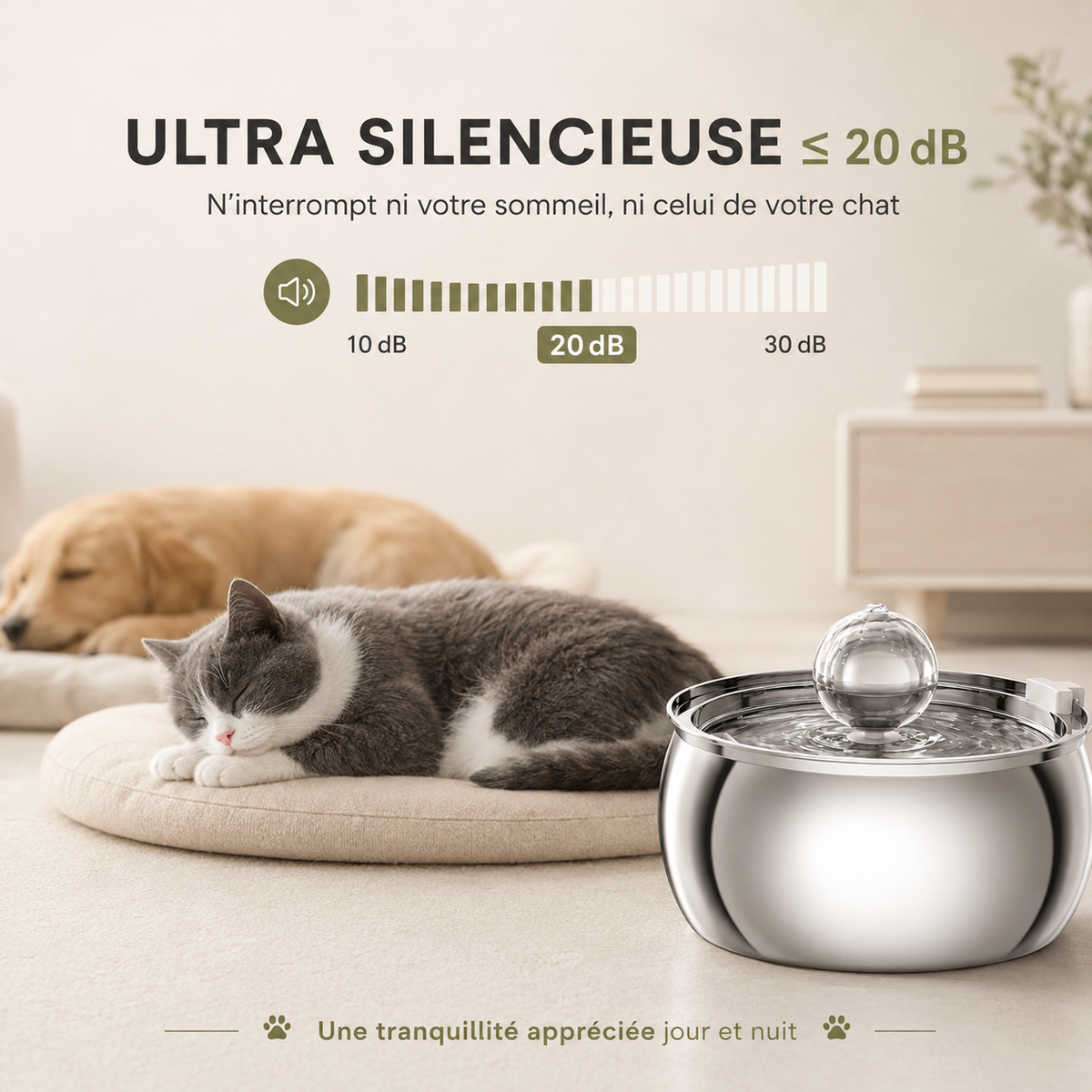 Fontaine à eau chat inox design 4L