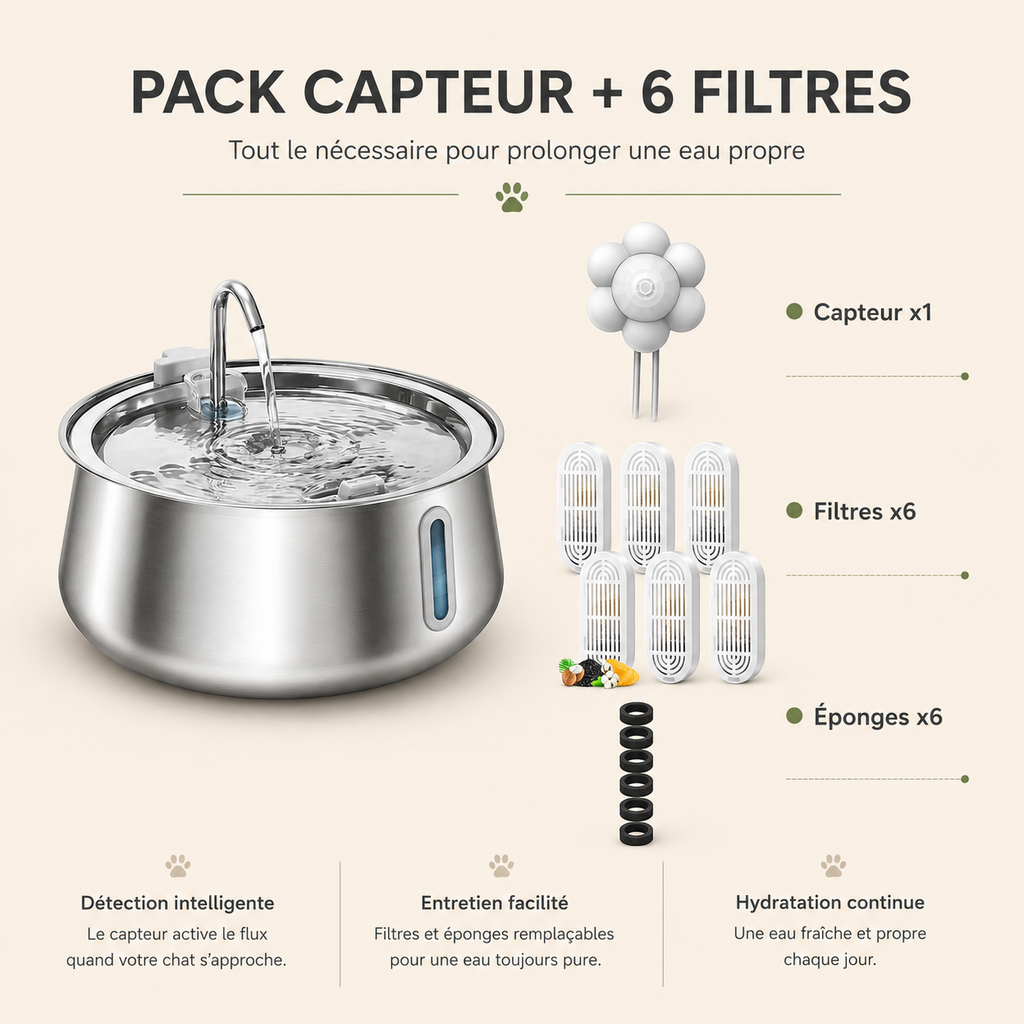 Fontaine à eau en inox pour chat 4L