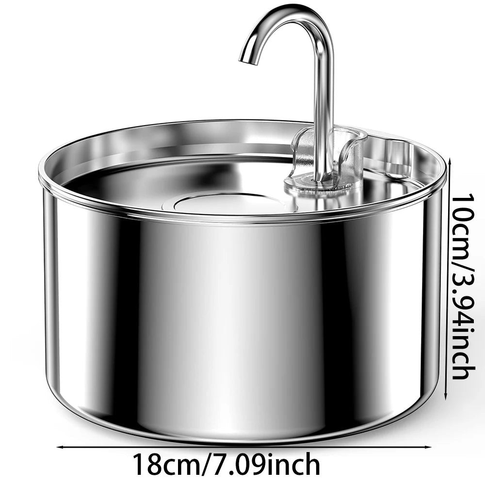 Fontaine à eau pour chat cascade en inox 2L