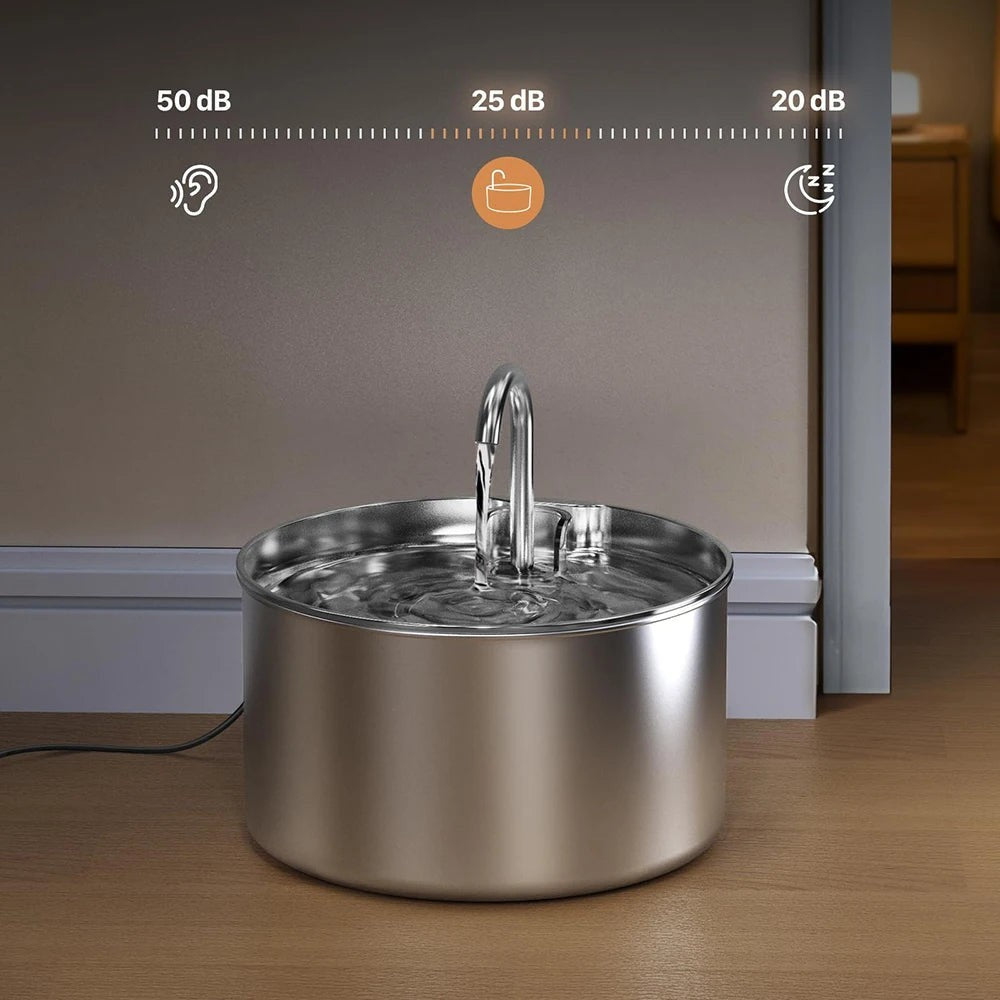 Fontaine à eau pour chat cascade en inox 2L