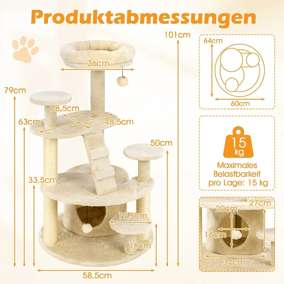 Arbre à chat blanc design - Bofélin - 10
