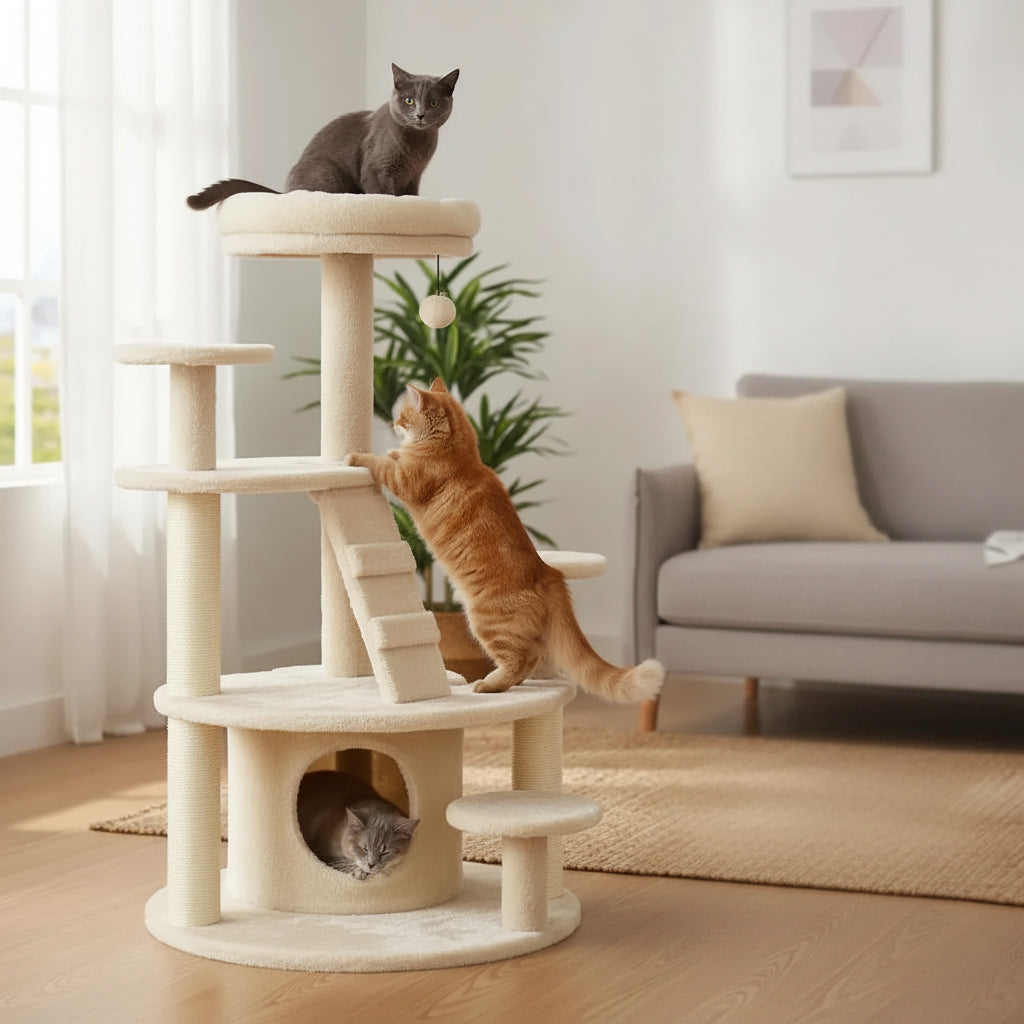 Arbre à chat blanc design - Bofélin - 3