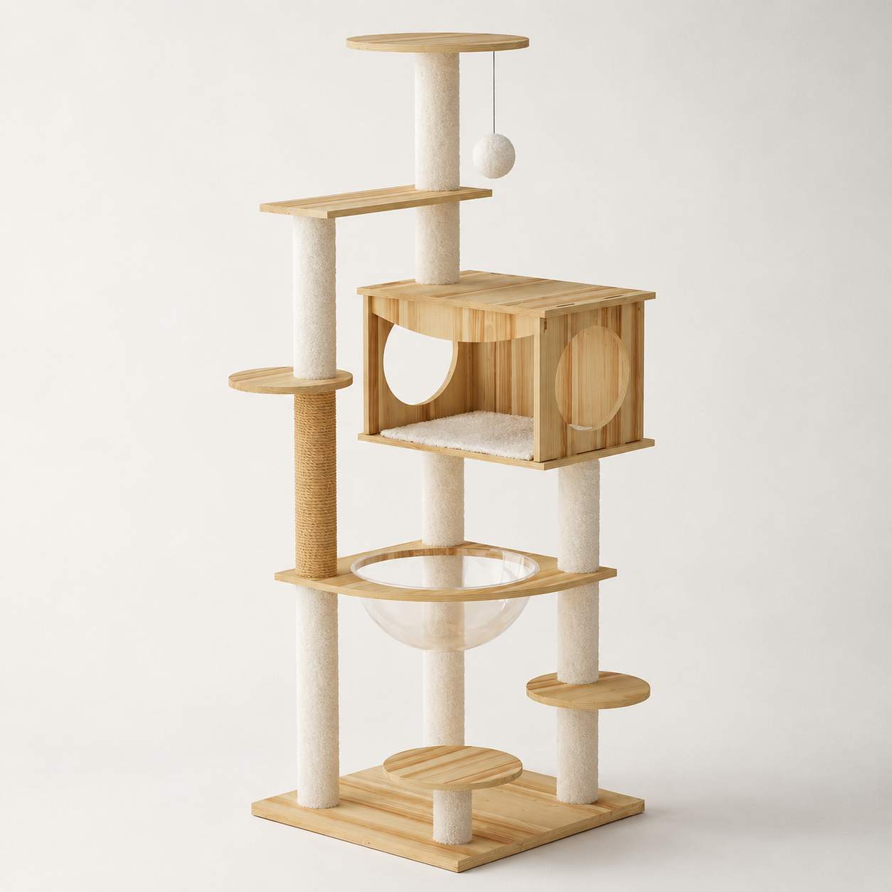 Arbre à chat caisse en bois clair - Bofélin Image