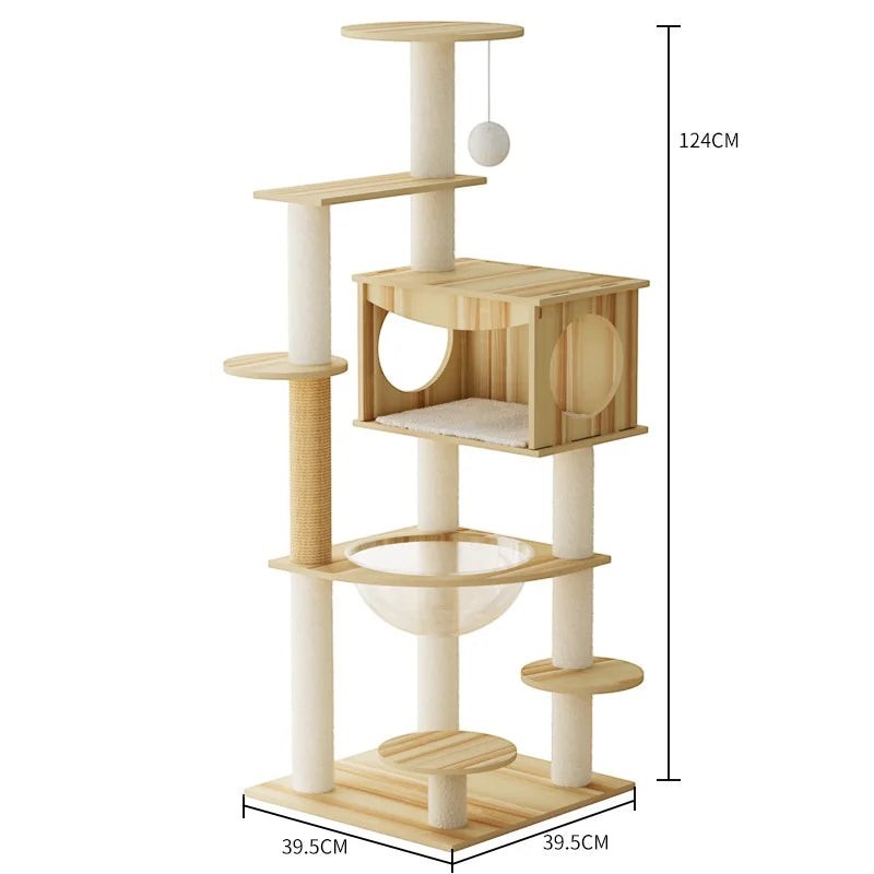 Arbre à chat caisse en bois clair - Bofélin - 6