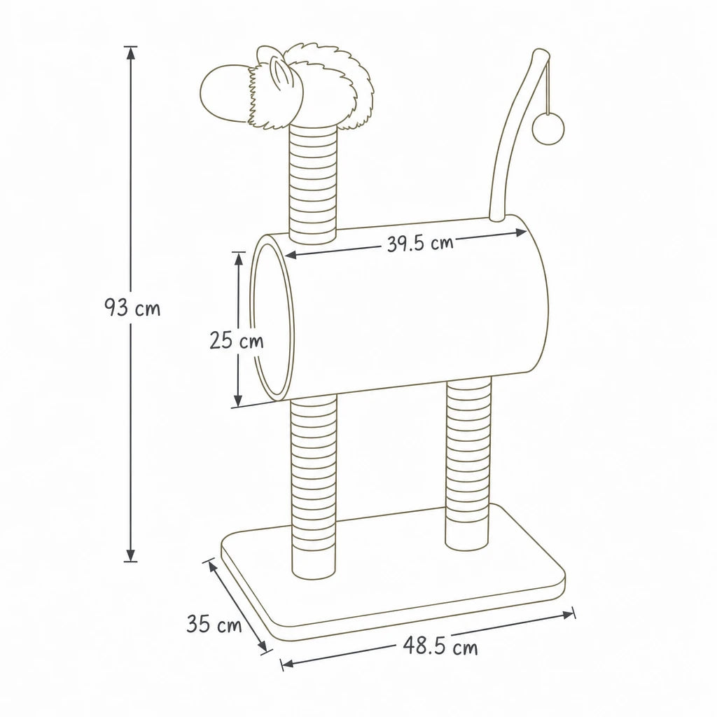 Dimensions de arbre à chat design original Zephyr Bofélin, schéma coté