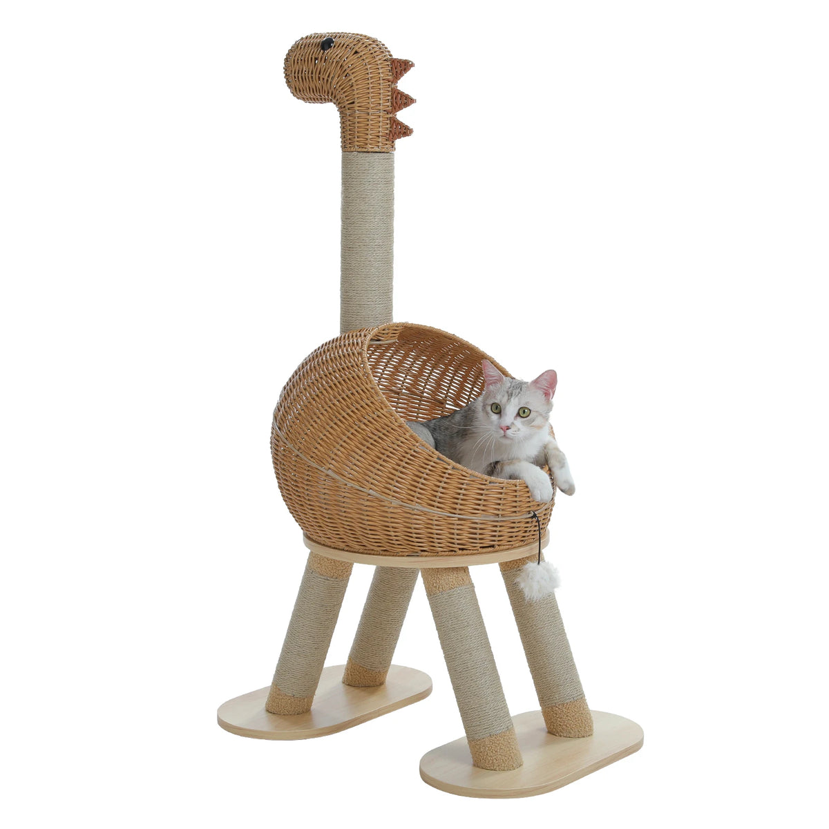 Arbre à chat design rotin dinosaure