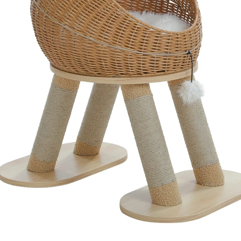Arbre à chat design rotin dinosaure