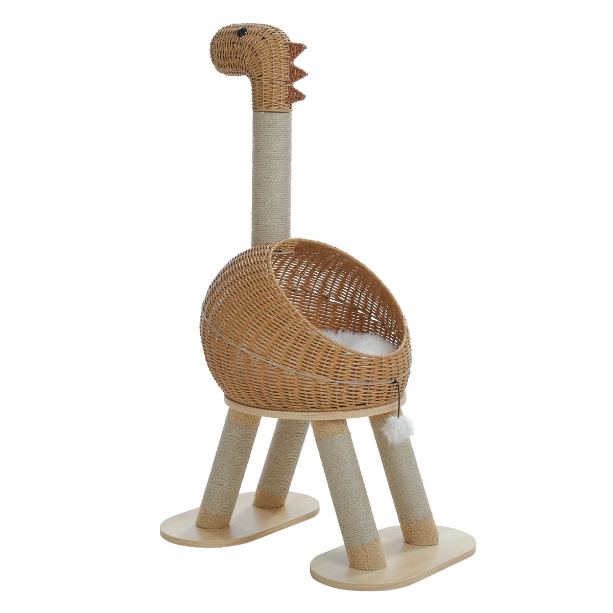 Arbre à chat design rotin dinosaure