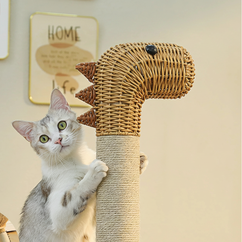 Arbre à chat design rotin dinosaure - Bofélin - 6
