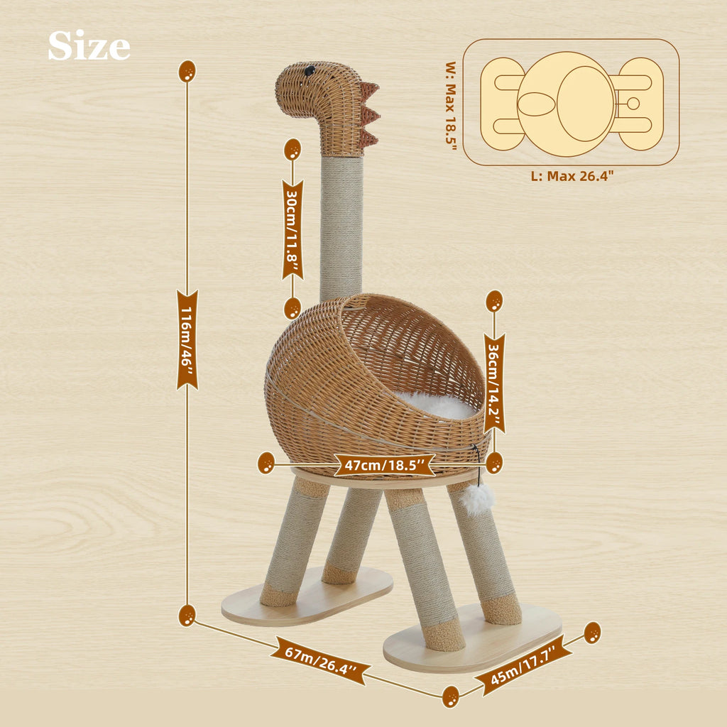 Arbre à chat design rotin dinosaure - Bofélin - 11