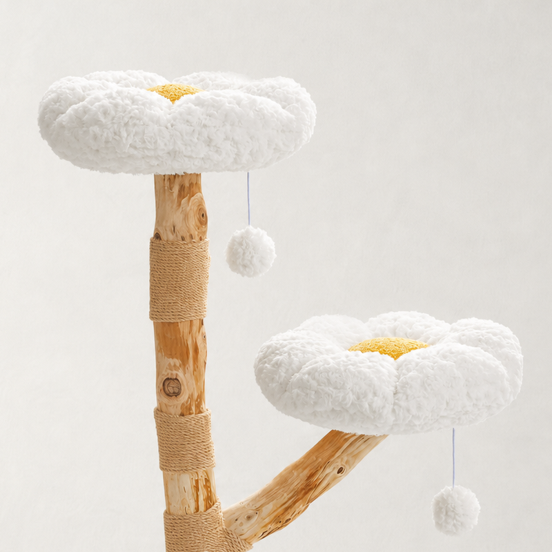 Arbre à chat en bois brut