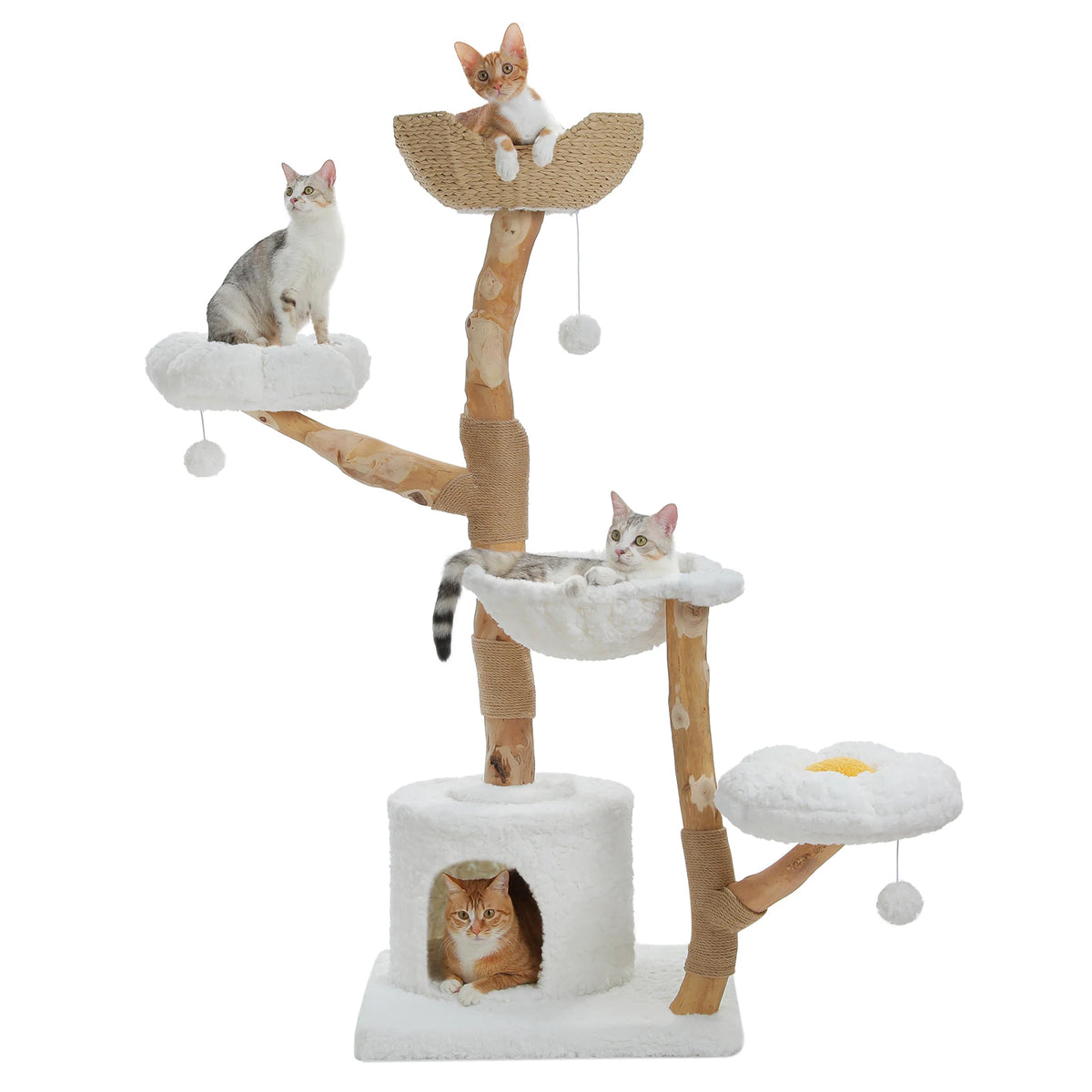 Arbre à chat en bois fleurs xxl