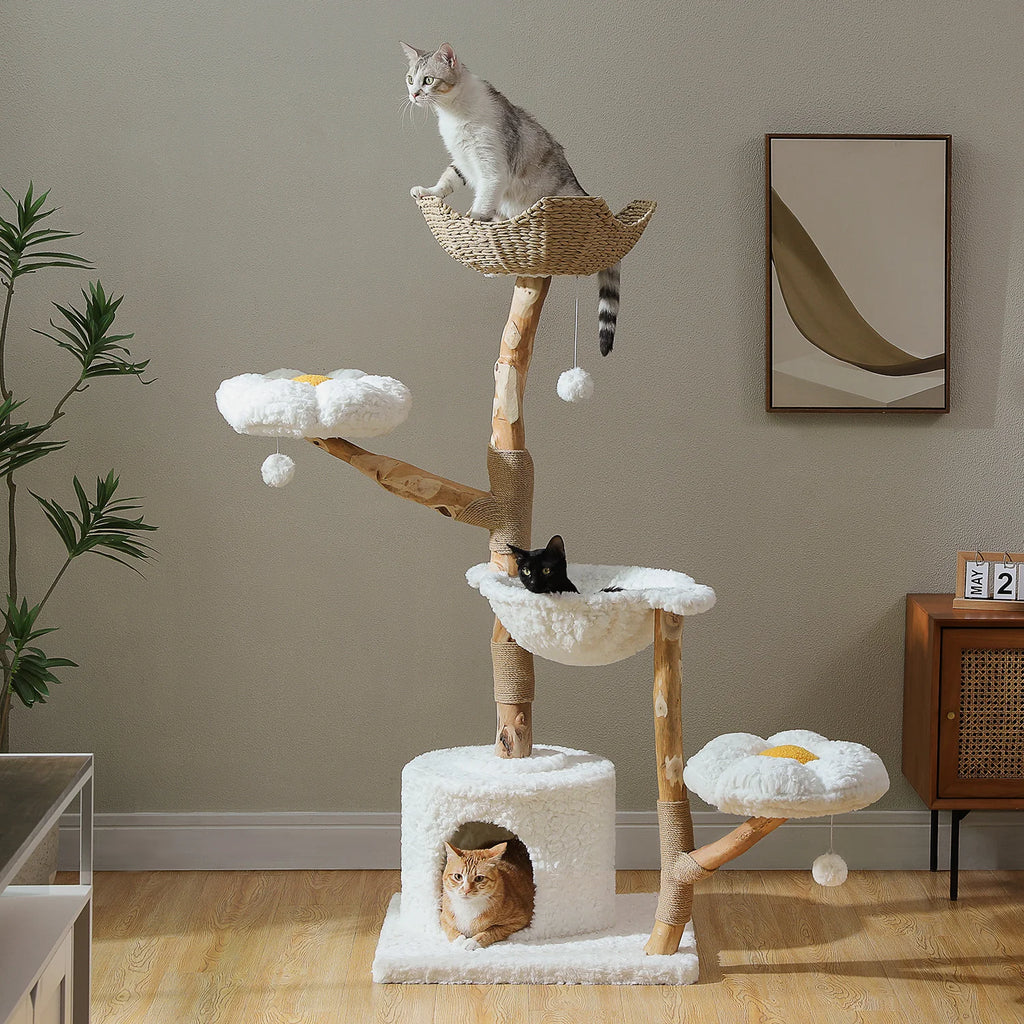 Arbre à chat en bois fleurs XXL - Bofélin - 2