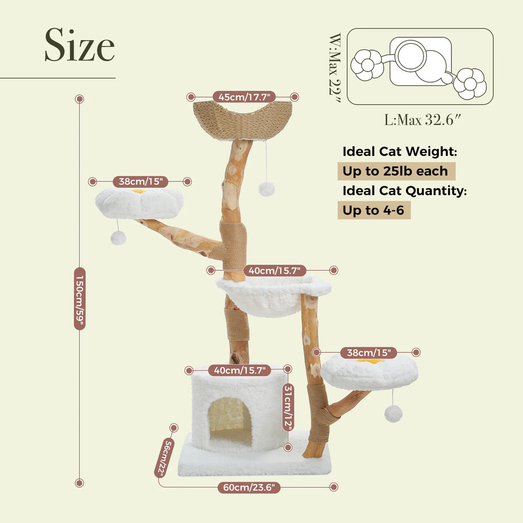 Arbre à chat en bois fleurs XXL - Bofélin - 11