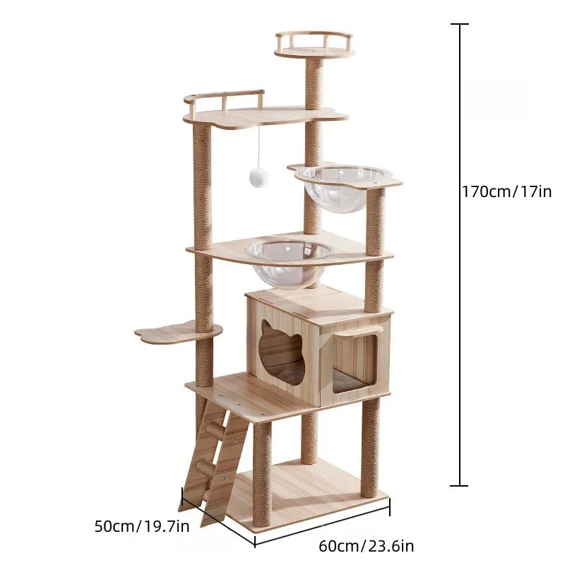 Arbre à chat en bois grand modèle