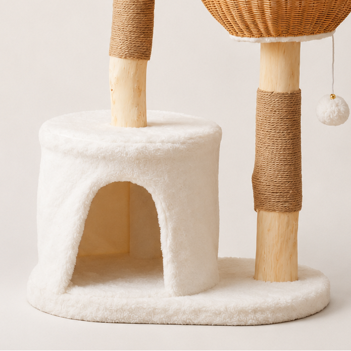 Arbre à chat en bois naturel