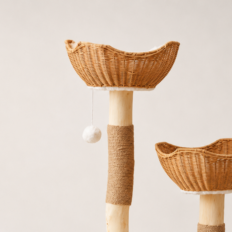 Arbre à chat en bois naturel - Bofélin - 4 Image