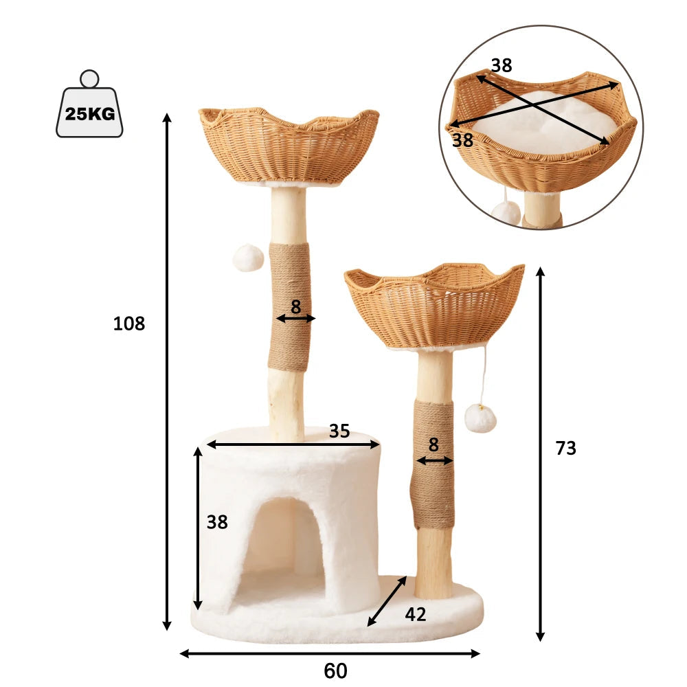 Arbre à chat en bois naturel