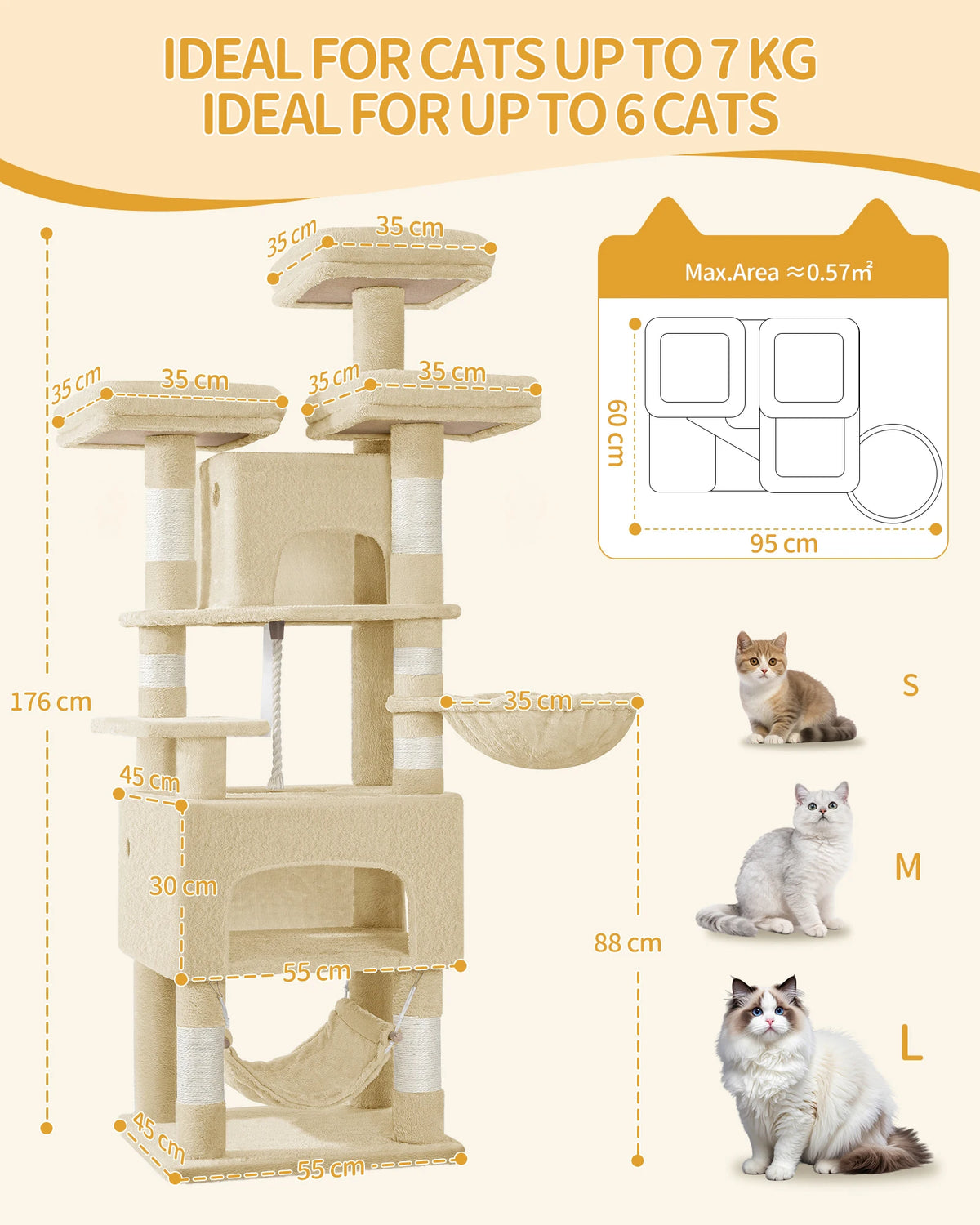 Arbre à chat Maine Coon beige