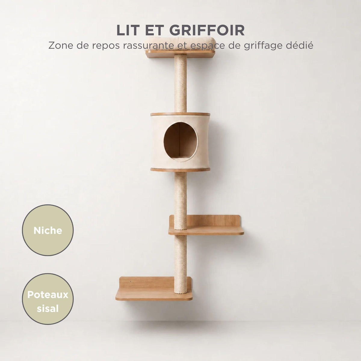 Arbre à chat mural bois