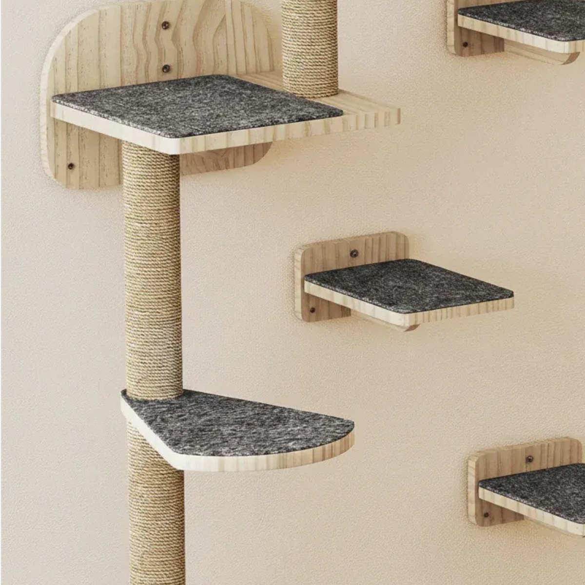Arbre à chat mural en bois