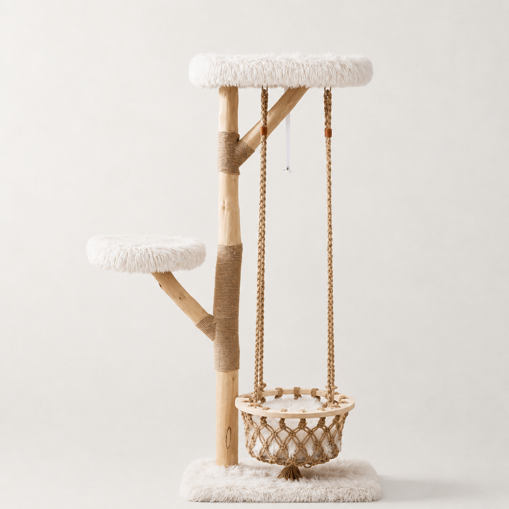 Arbre à chat scandinave avec balançoire - Bofélin