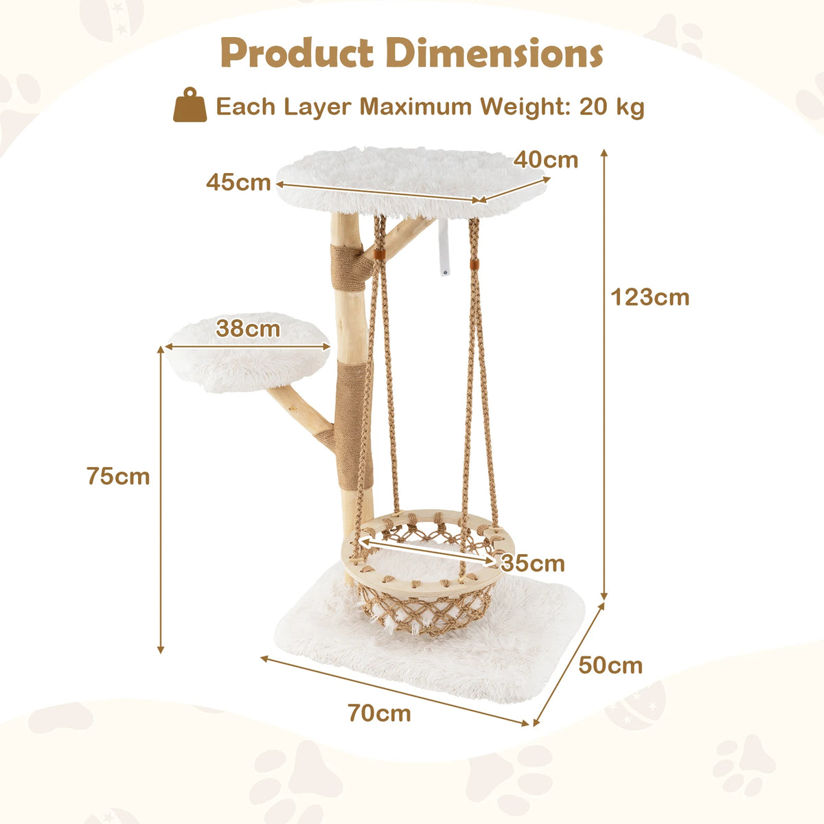 Arbre à chat scandinave avec balançoire