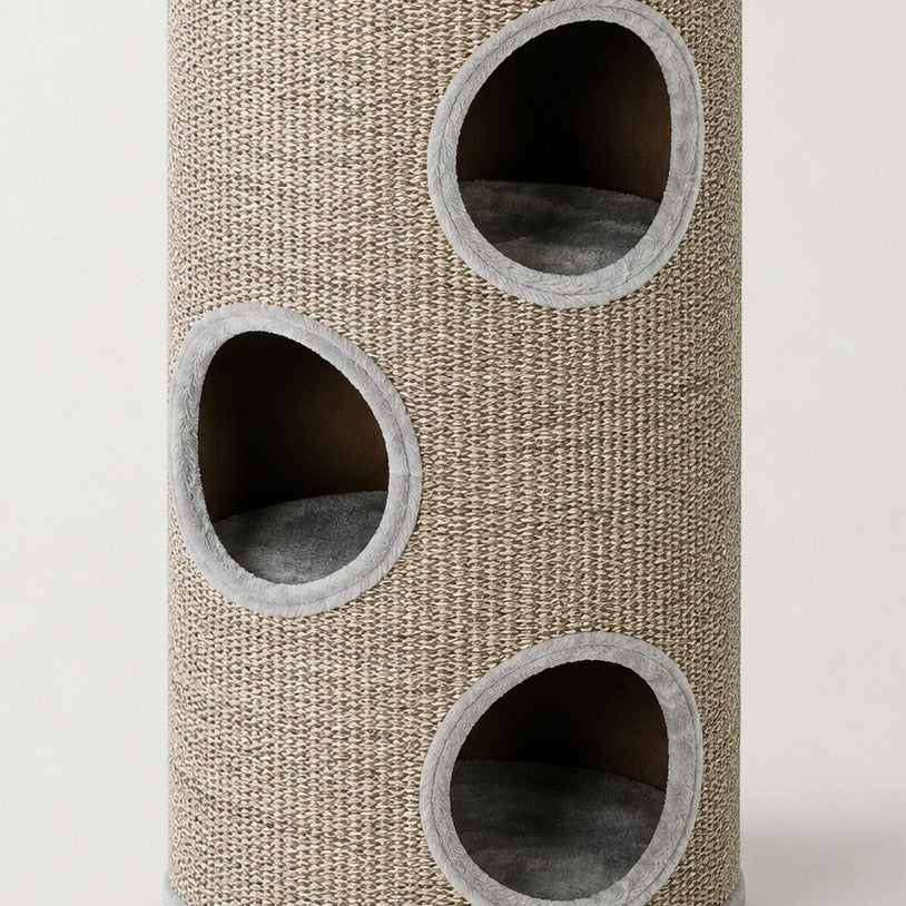 Arbre à chat tonneau gris design - Bofélin - 4
