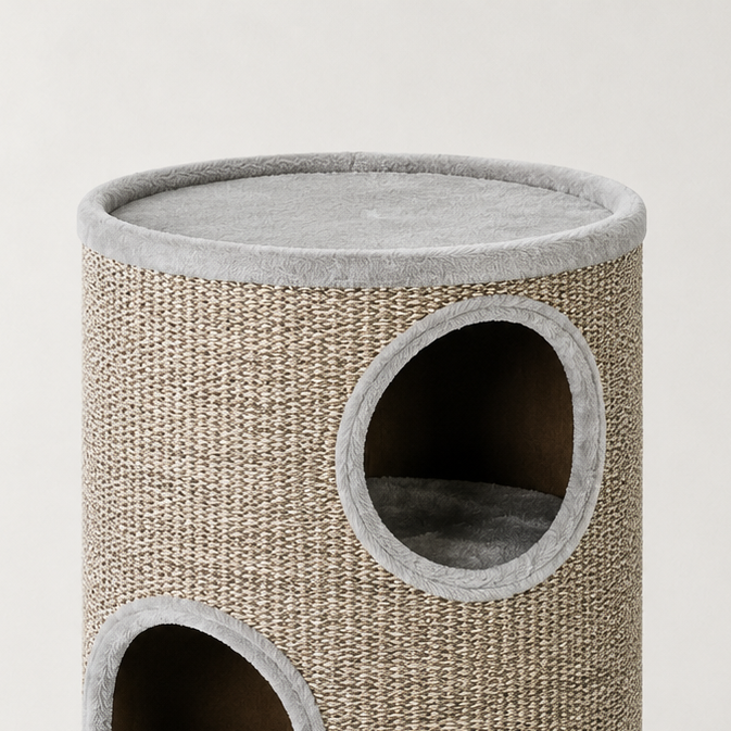 Arbre à chat tonneau gris design - Bofélin - 3