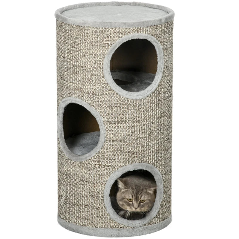 Arbre à chat tonneau gris design