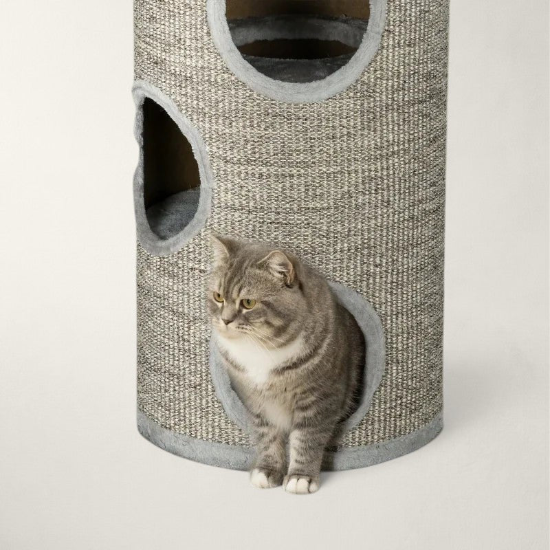 Arbre à chat tonneau gris design - Bofélin - 7