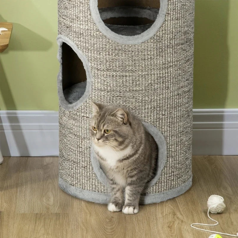 Arbre à chat tonneau gris design