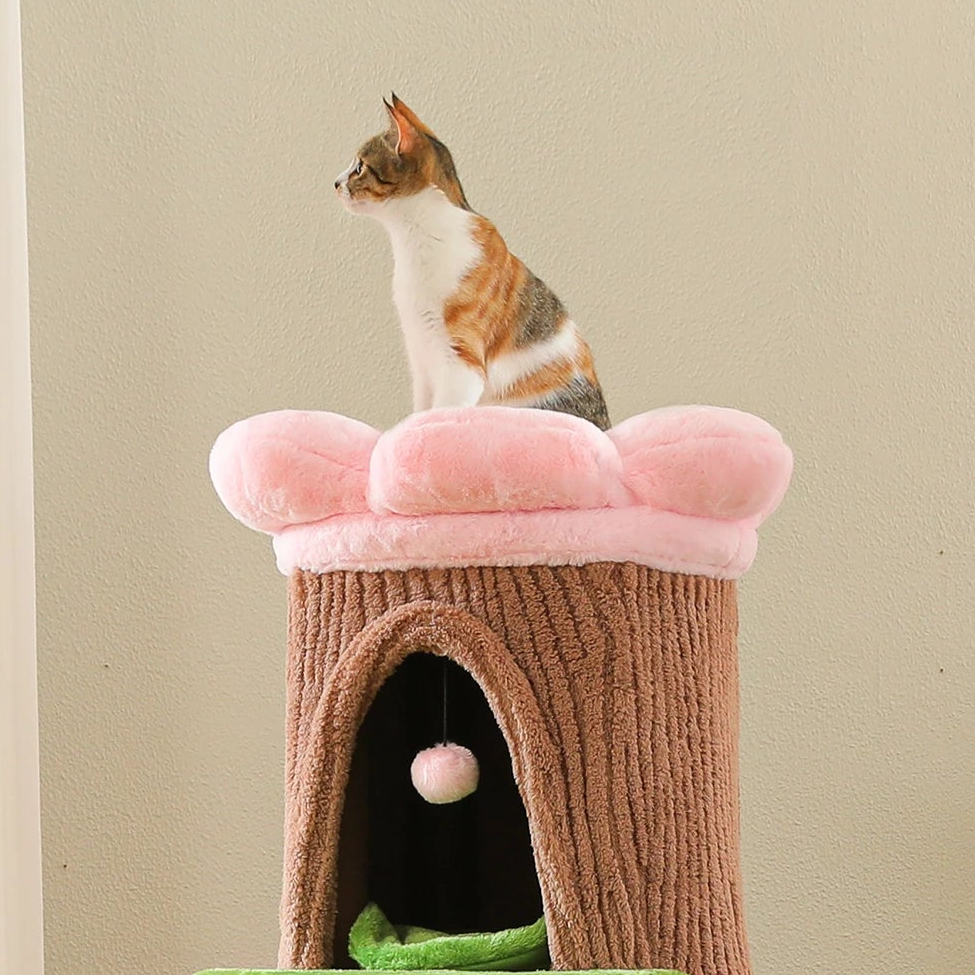 Arbre à chat tonneau xxl fleur