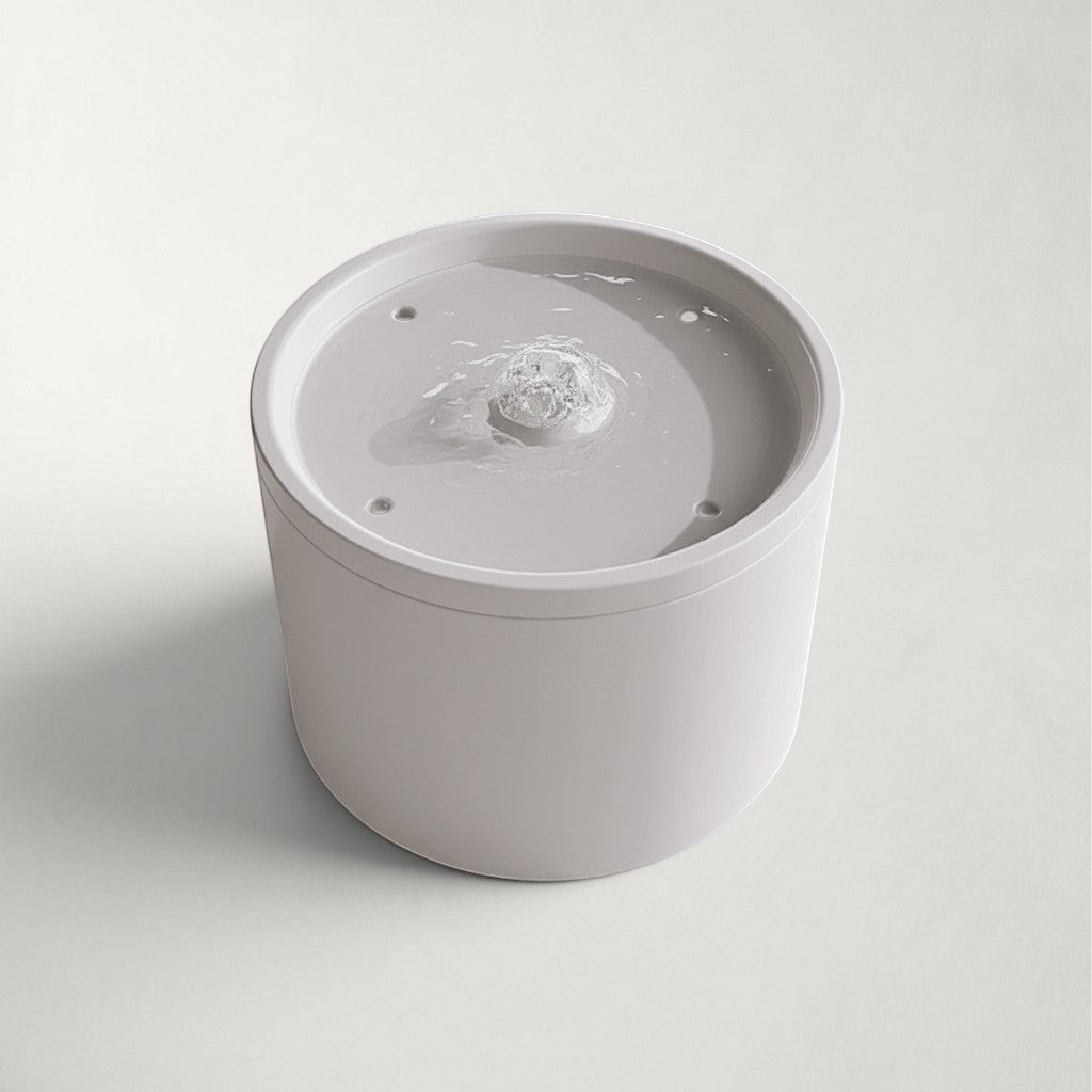 Fontaine à eau Bofélin pour chat en céramique émaillée couleur crème avec système de circulation silencieuse