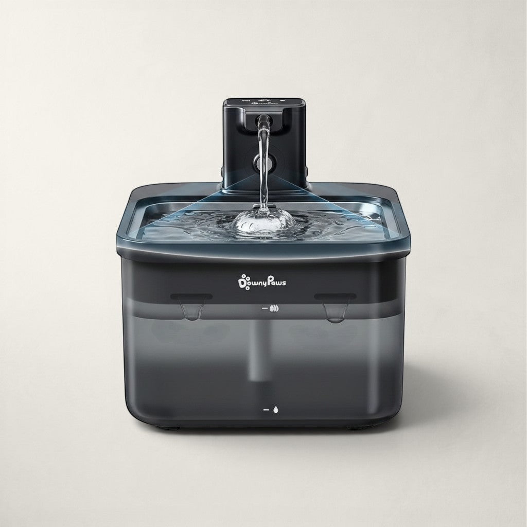 Fontaine à eau Bofélin sans fil en inox avec capteur de mouvement pour chat, capacité 2,5L, design moderne noir