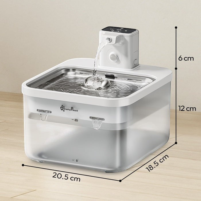 Fontaine à eau automatique sans fil Bofélin en inox avec capteur de mouvement et réservoir transparent de 2,5 L