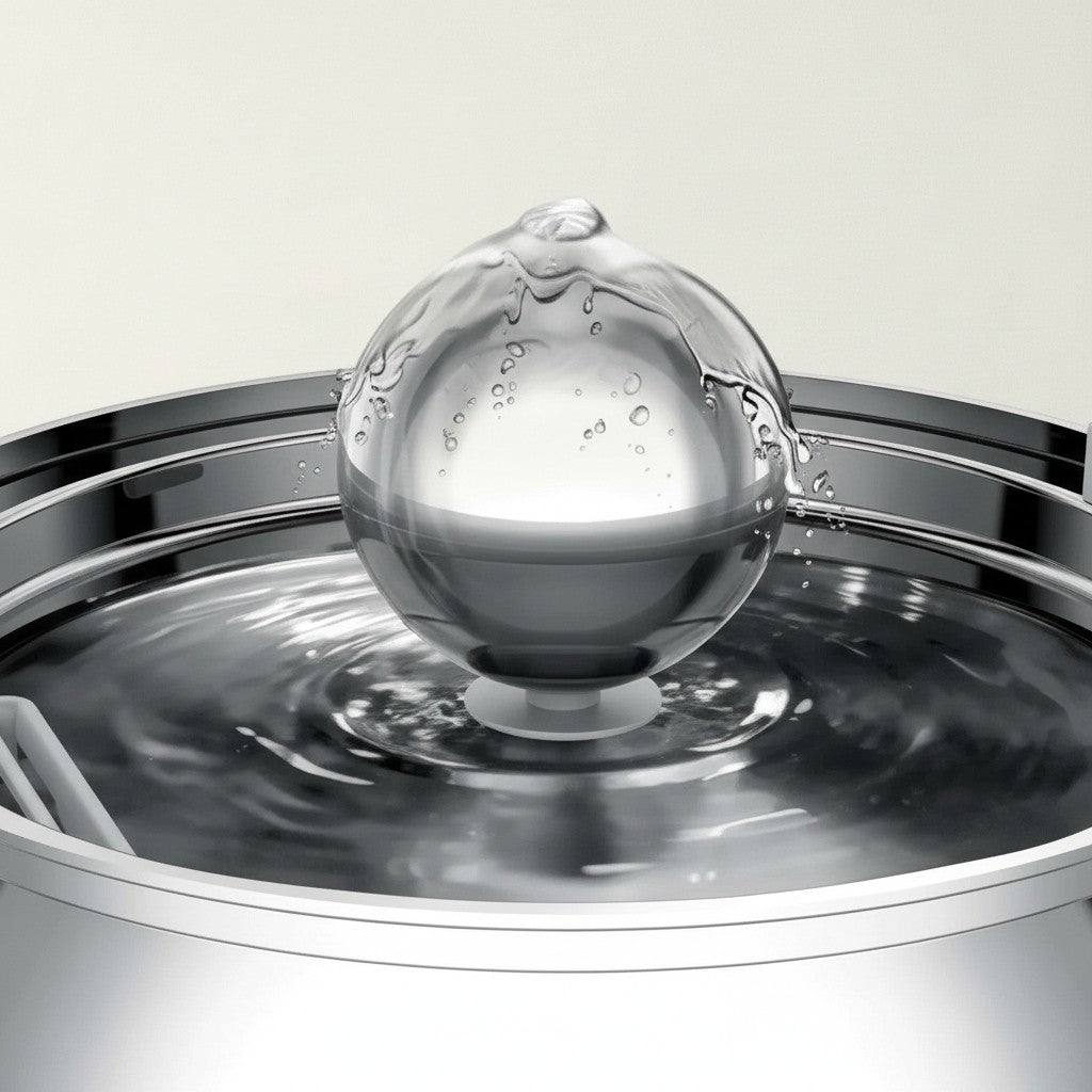 Fontaine à eau pour chat Bofélin en inox avec robinet design en forme de sphère et circulation d'eau continue