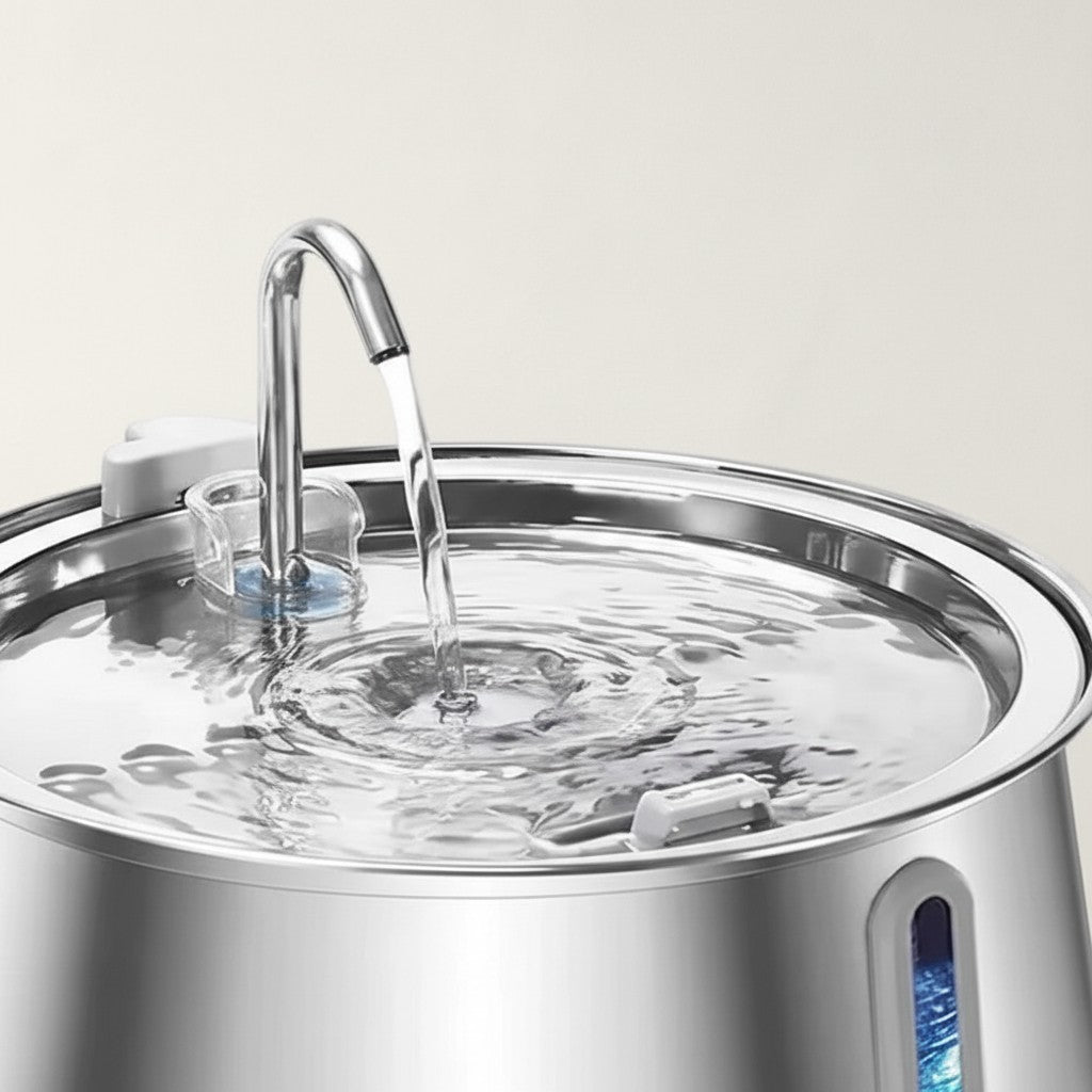Fontaine à eau Bofélin en inox 4L avec jet d'eau continu pour chat, design hygiénique et silencieux