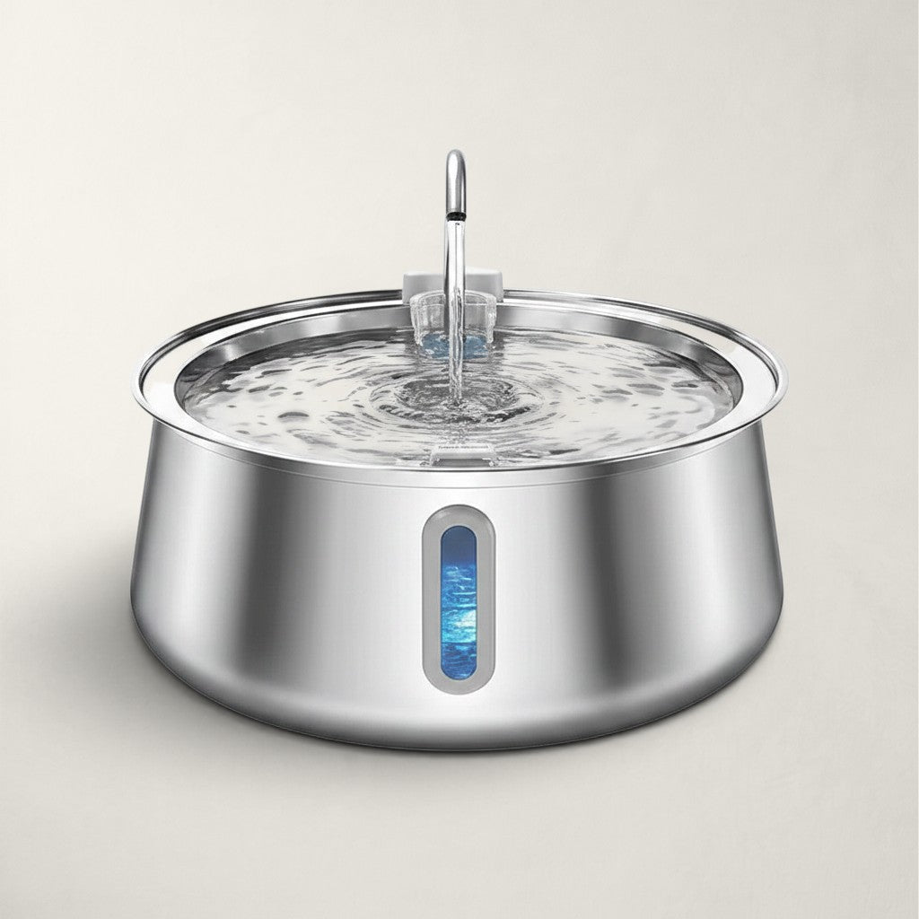 Fontaine à eau Bofélin en inox 4L avec système de filtration et indicateur de niveau d'eau pour chats