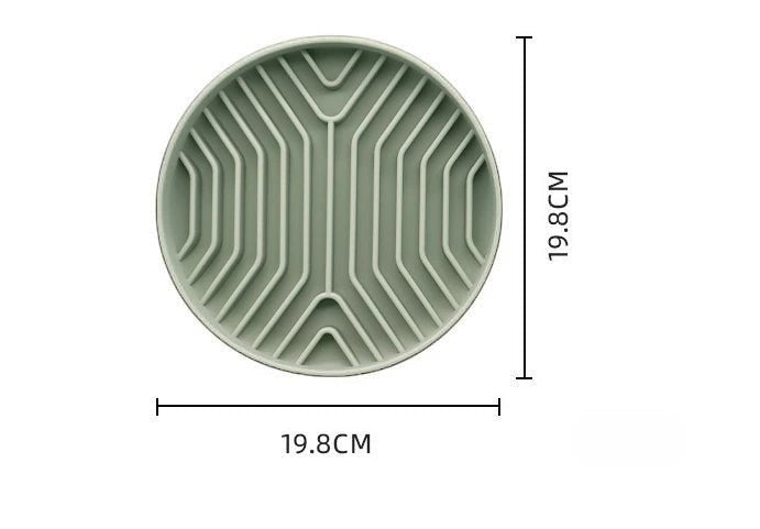 Gamelle anti-glouton Bofélin en silicone vert sauge avec relief labyrinthe pour ralentir la prise alimentaire du chat