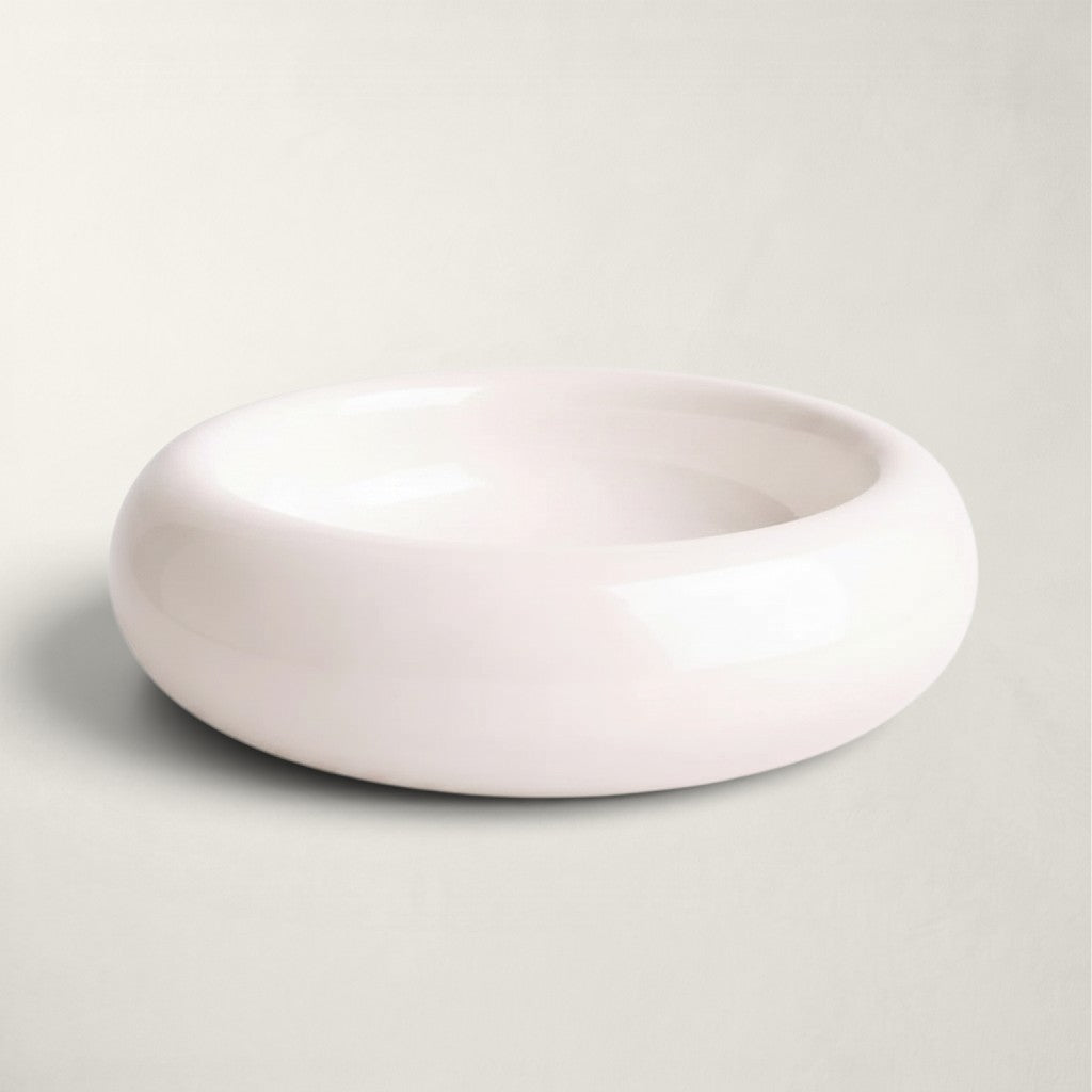 Gamelle pour chat Bofélin en céramique blanche forme donut, design ergonomique anti-stress pour les moustaches