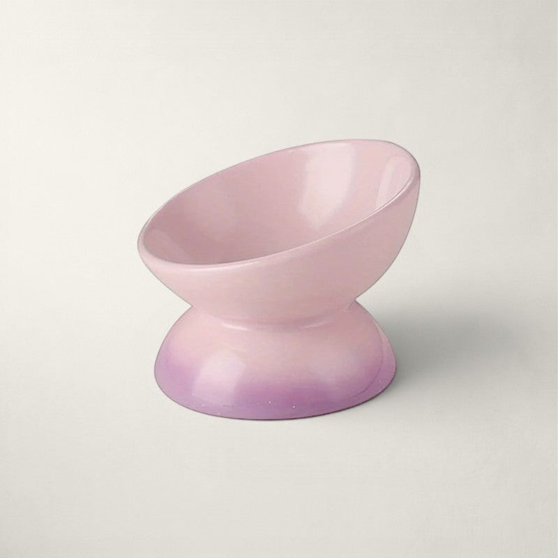 Gamelle Bofélin surélevée en céramique violette pour chat, design ergonomique incliné pour le confort des moustaches