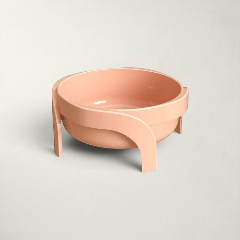 Gamelle surélevée Bofélin rose inclinée pour chat en plastique lisse pour protéger les cervicales