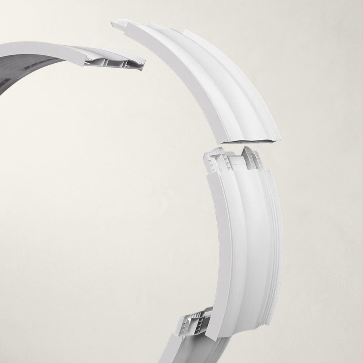 Pièces détachées de la roue d'exercice pour chat Bofélin en ABS blanc, montrant la structure modulaire