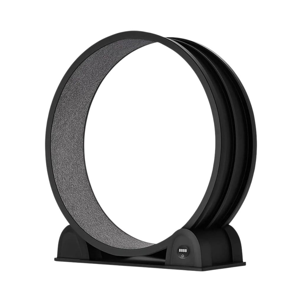 Roue d'exercice Bofélin noire pour chat avec tapis de course gris amovible et podomètre intégré