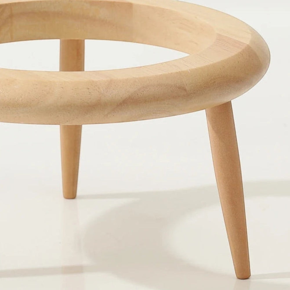 Support en bois naturel pour gamelle surélevée Bofélin avec pieds stables pour une posture confortable du chat