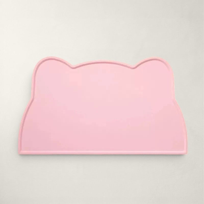 Tapis de gamelle Bofélin en silicone rose en forme de tête de chat avec bords anti-débordement