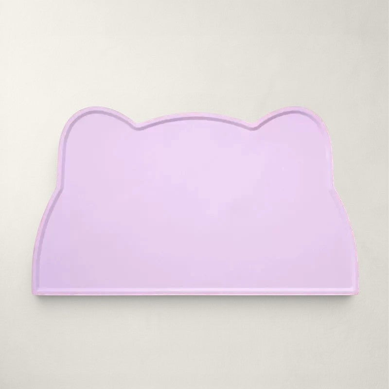 Tapis de gamelle Bofélin en silicone violet en forme de tête de chat avec bords anti-débordement