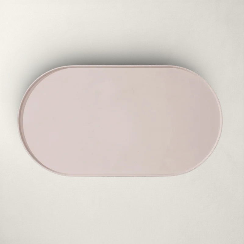 Tapis de gamelle ovale rose Bofélin en silicone souple avec bords relevés anti-débordement pour chat